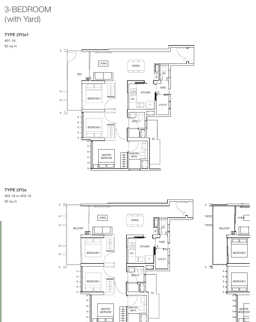 3-Bedroom + Yard, Type (3Y)a