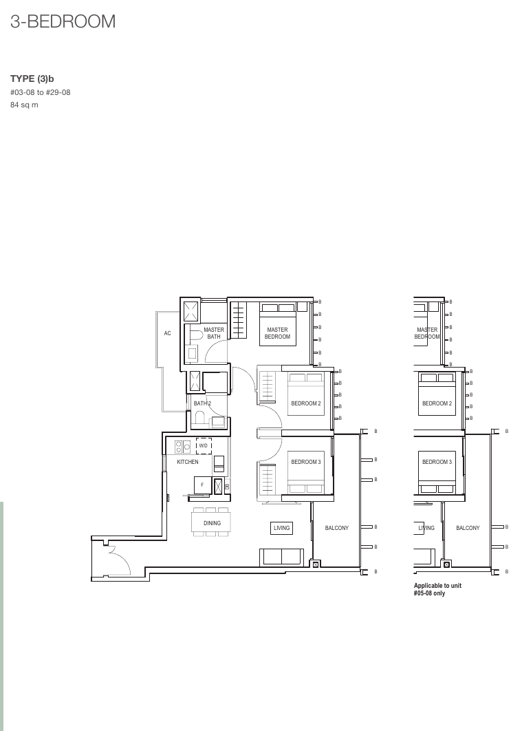 3-Bedroom Compact, Type (3)b