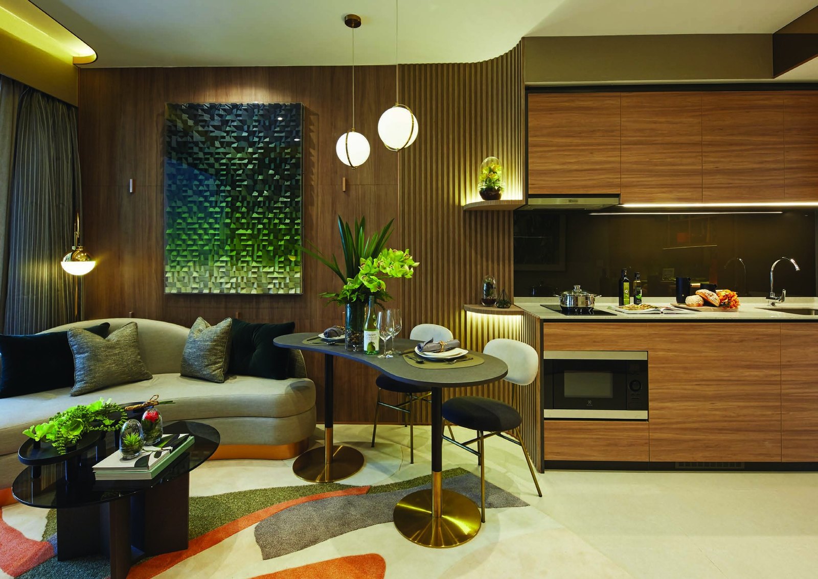 Show unit kitchen and living (for illustration only)