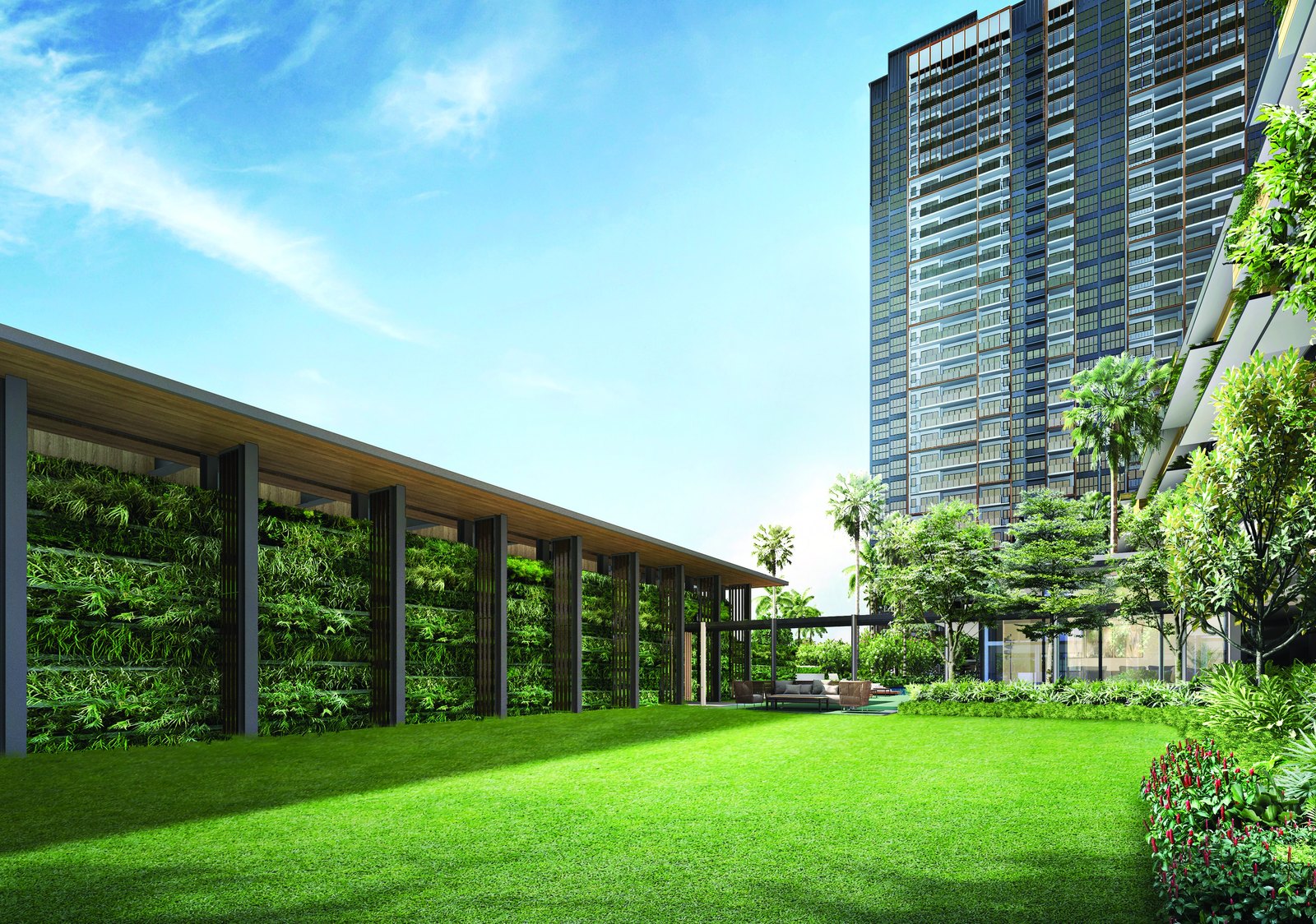 Community lawn and vertical greenery (artist’s impression)